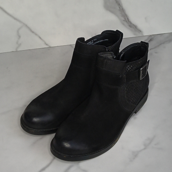 Abeo Yana  booties 7N black Nubuck leather snake print detail buckle - Picture 1 of 5